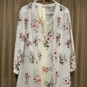 Natasha clip dot sheer overlay ladies blouse